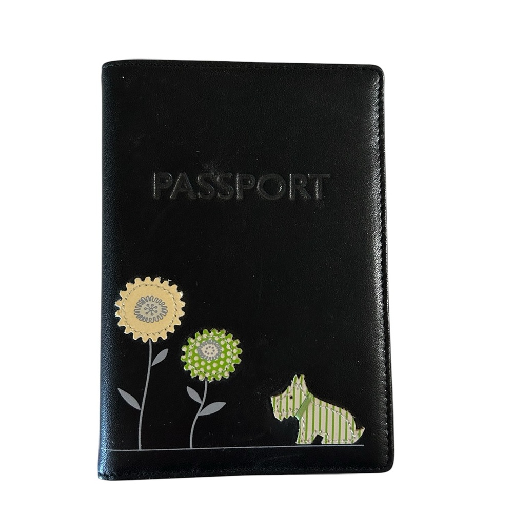 RADLEY LONDON Black Passport and Card Holder with Green and Yellow Accents